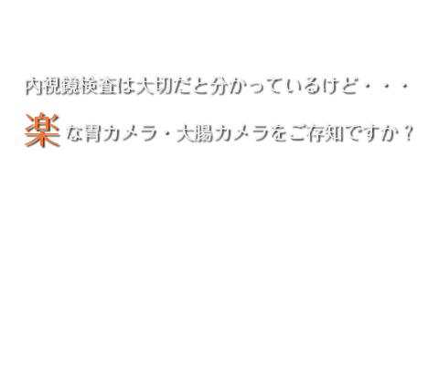 内視鏡検査は大切だと分かっているけど・・・楽な胃カメラ・大腸カメラをご存知ですか?